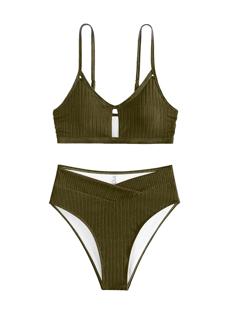 Amazon.com: Lilosy Sexy Cutout Ribbed High Waisted Bikini